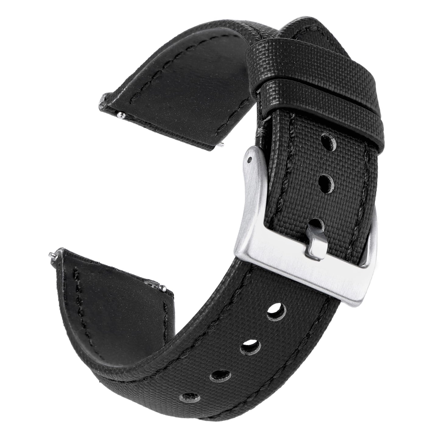 JUNGHELE Nylon watch band for men and women,Quick Release Premium Oxford Waterproof Fabric Weave Back Lining Leather Nylon watch strap with Stainless-Steel Buckle,Black 18mm watch band