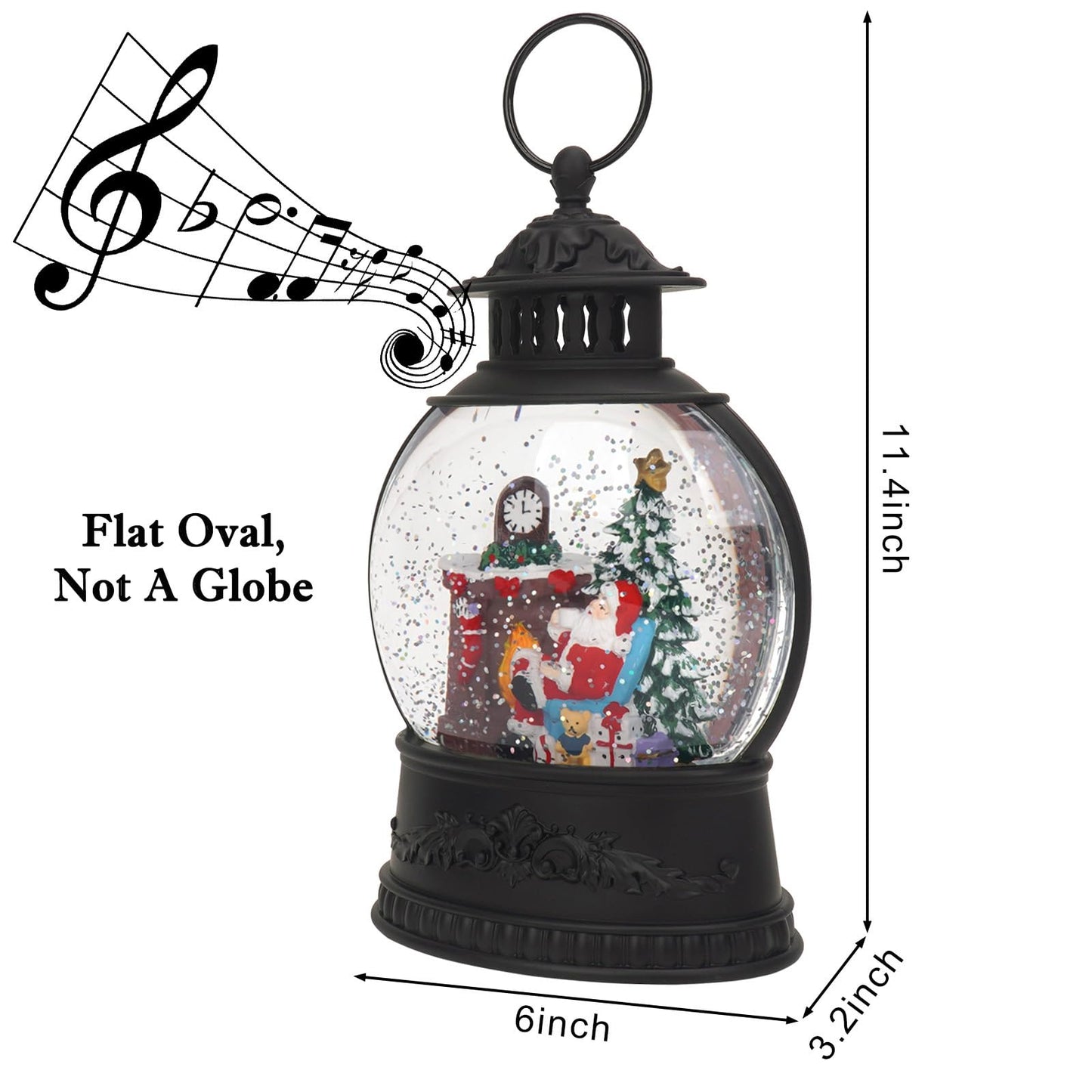 Christmas Snow Globe Water Lantern with Timer and Music, USB and Battery Operated Lighted Led Globe, Santa Snowglobe Table Decorations Indoor for Adults Home Holiday (Santa)