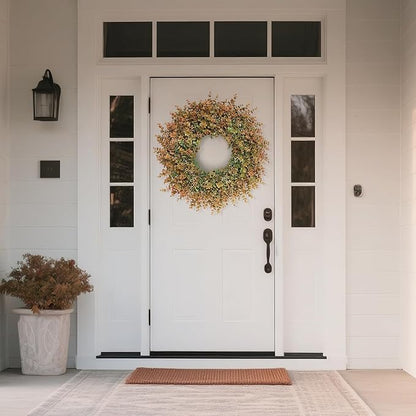 26" Fall Wreath for Front Door - Large Artificial Eucalyptus Leaves with Orange Seeds Outdoor Wreath for Porch, Window,Farmhouse,Home,Thanksgiving Day Harvest Festival Autumn Decor