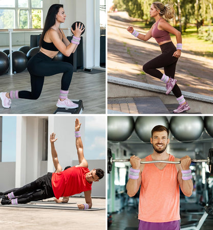 Ankle Weights, Wrist Leg Arm Weight for Women Men with Adjustable Straps, A Pair of 2LBS(1LB Each Weight) Arm Weighted for Running Walking Yoga Gymnastics Physical Therapy, Light Purple