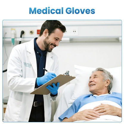 Borje Nitrile Exam Gloves Medium, 100 Count Disposable Gloves, Blue, Latex-Free Powder-Free, Food Safe, Cooking, Cleaning