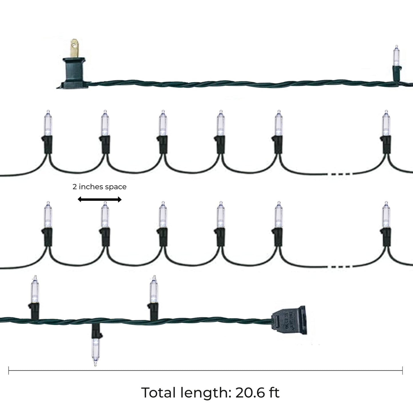 Holiday Essence Christmas LED Lights 100 Cool White String Lights for Indoor and Outdoor Decorative Use, Holiday and Tree Decor, Patio Hanging Lighting Decorations, Green Wire, 26.9 Ft, UL Certified