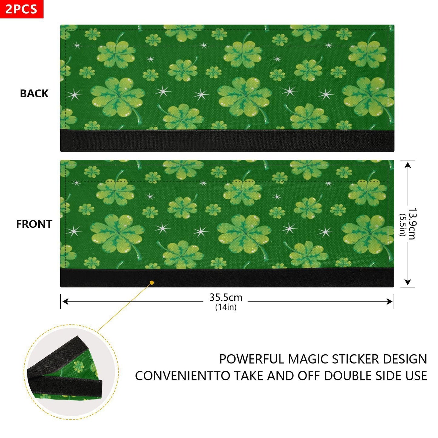 Eionryn St Patricks Day Shamrock Refrigerator Door Handle Covers Clover Stars Green Kitchen Appliances Gloves for Microwave Dishwasher Fridge Door Cloth Protector 2pcs