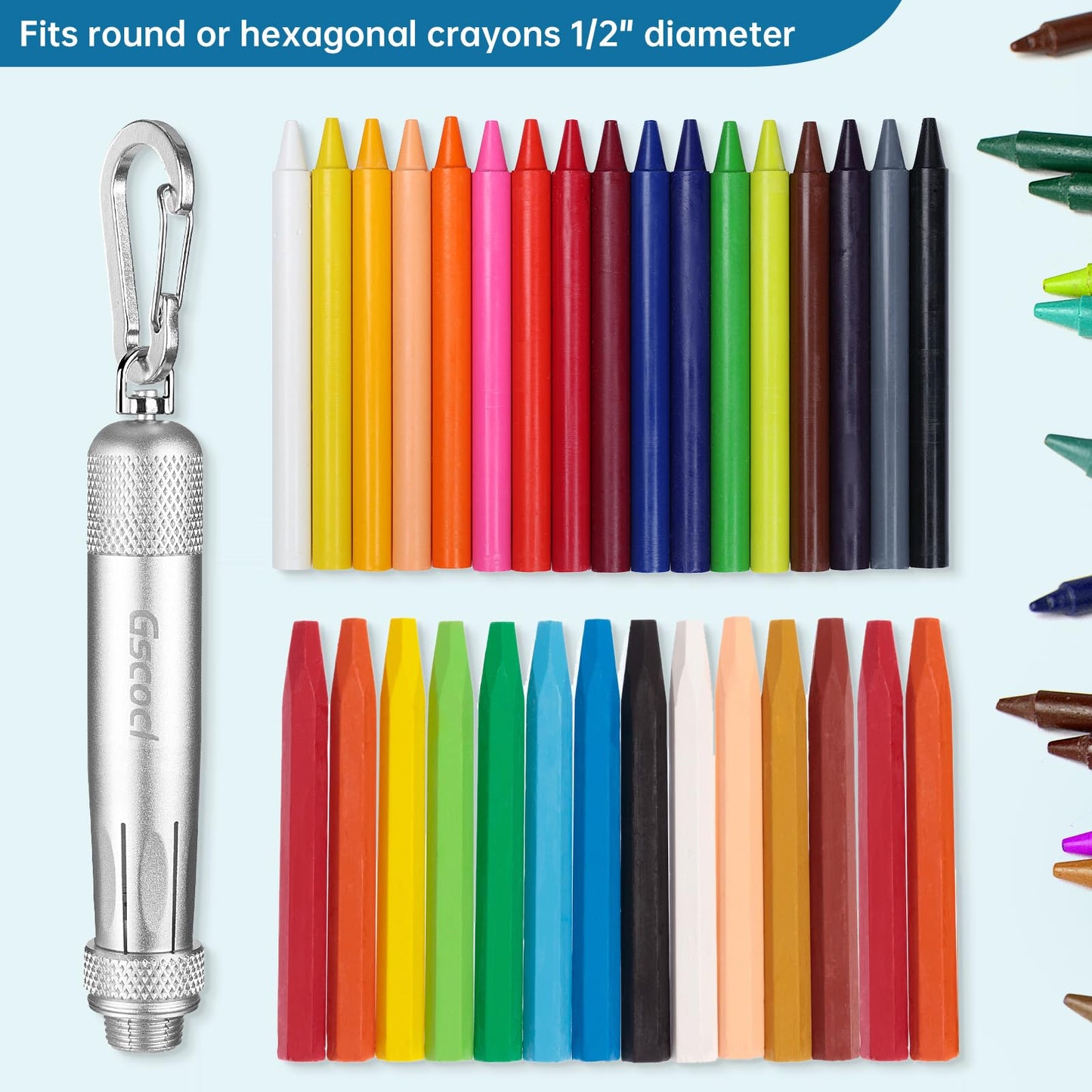 Gscocl Lumber Crayon Holder for 1/2" Round or Hexagonal Crayons,Ferro Rods. Industrial Heavy Duty Carpenter,Construction Aluminum Crayon Holder(Silver)