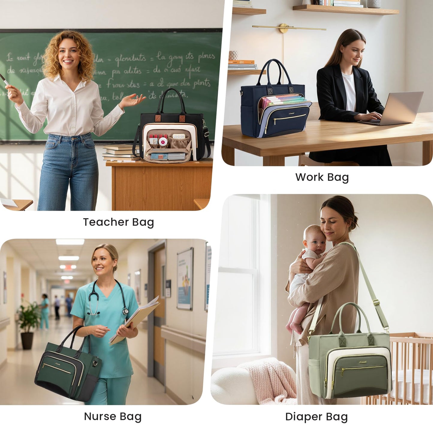 LOVEVOOK Teacher Tote Bag for Women,Laptop bag with Large Cup Holder,Work bag with Accordion File Organizer Pocket,Multi-Pockets Professional Diaper Bag Nurse Bag,Handbag Purse for Work,College,Daily
