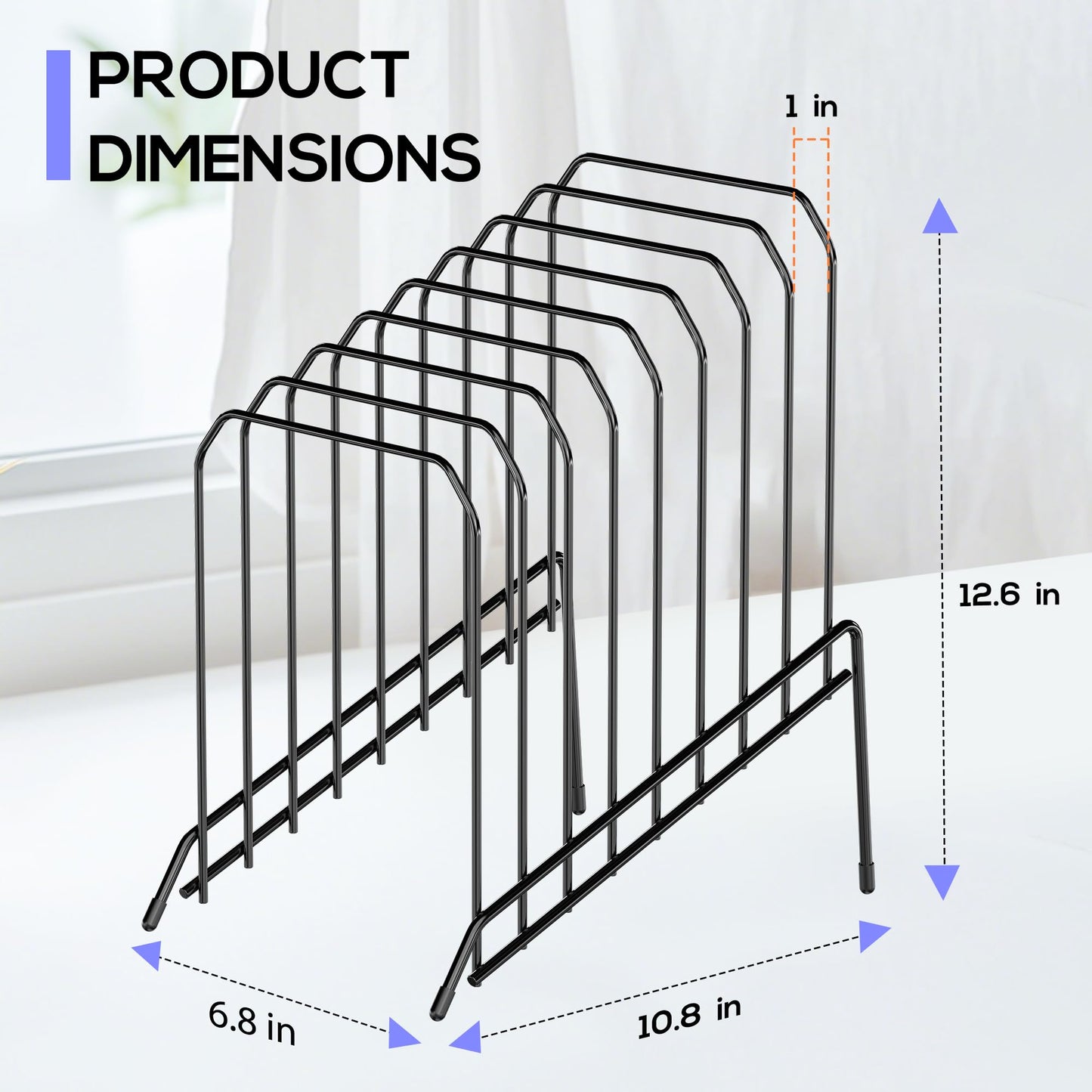 Gawerk Incline Metal Desk Magazine Folder Holder, Sorter Desk File Organizer with 8-Section Vertical Compartments Rack File Organizer for Office, Home, School