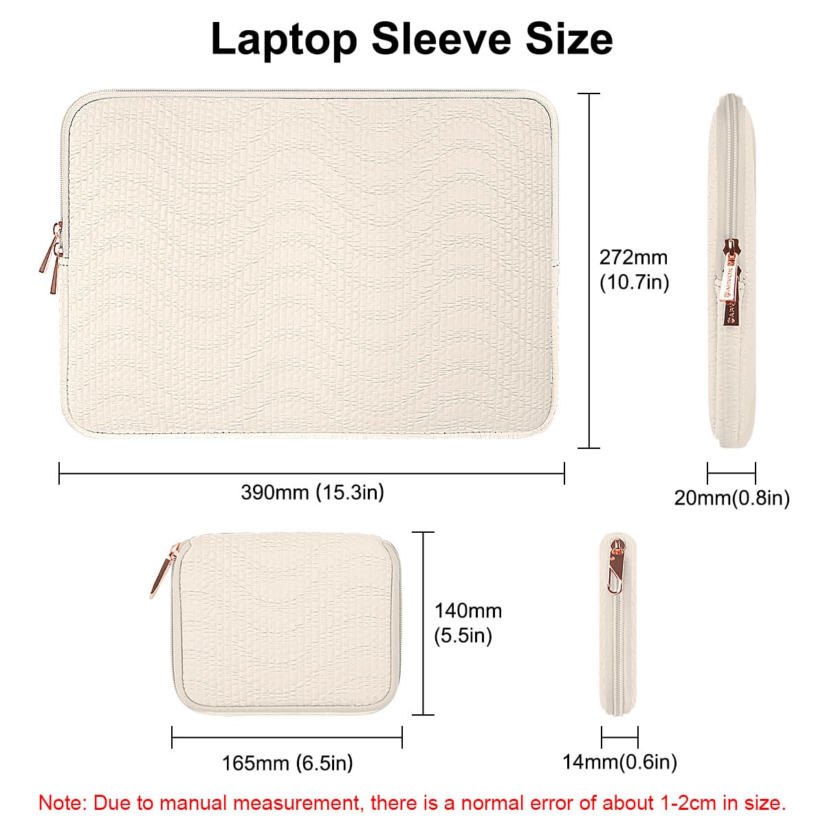 ARVOK Laptop Sleeve Case for MacBook Pro15 16 inch/MacBook Air M5/M4/M3/M2 2026-2023, Water-Resistant Leather Case for HP/Dell/Lenovo/Asus/Acer/Samsung/MSI with Accessory Bag (Milk White, 15 inch)
