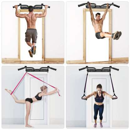 Kipika Heavy Duty Wall Mounted Pull Up Bar, Ball Finger Grip Training, 1 3/10" Durable Steel Tubing, 5 Hand Grip, 38" Wide, 6" Wall to Bar Spacing, More Stable 6 Hole