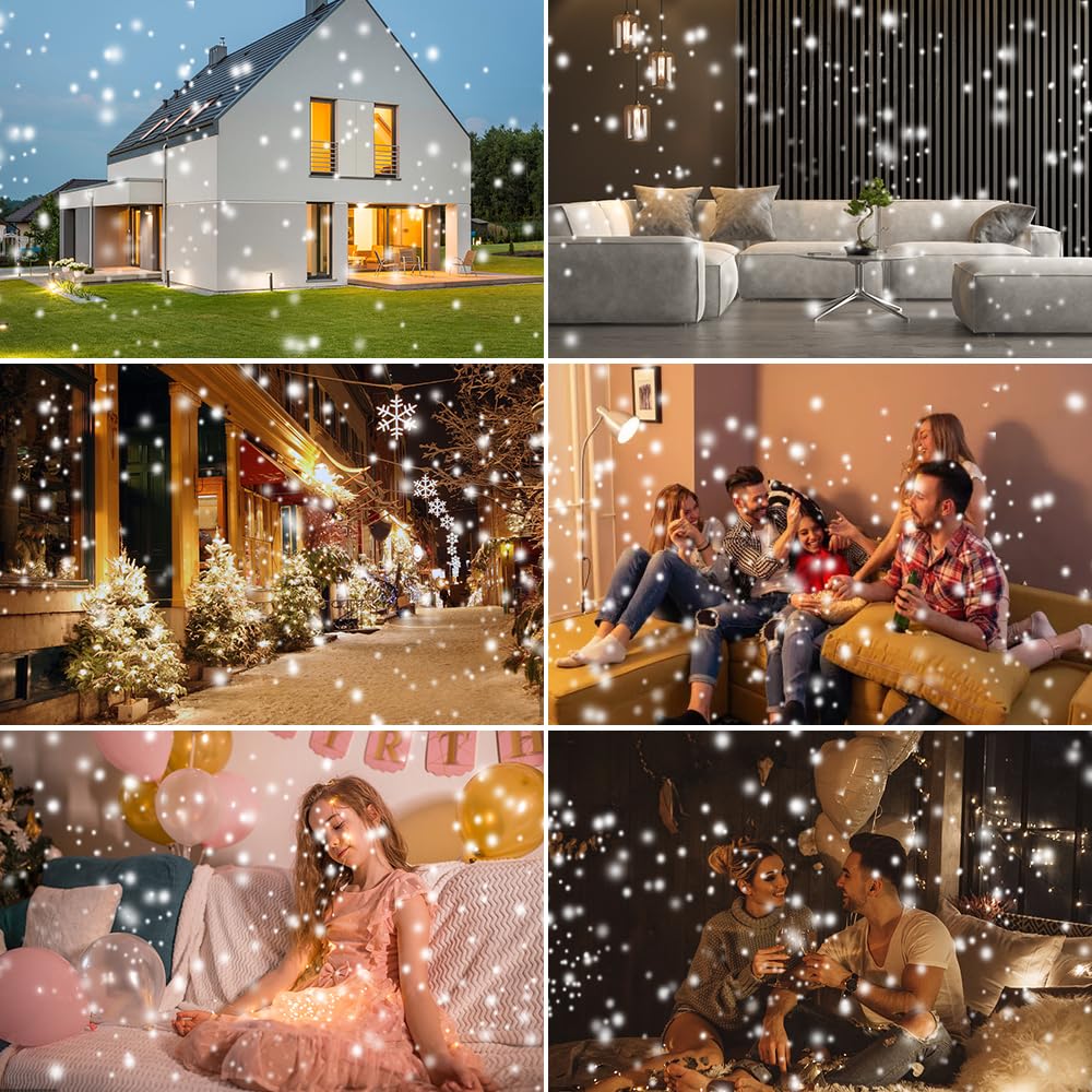 SOMKTN Christmas Snowfall Projector Lights, Holiday Projector Lights Waterproof Snow Flurries Landscape Spotlight with Remote for Xmas Party Wedding Home Decor