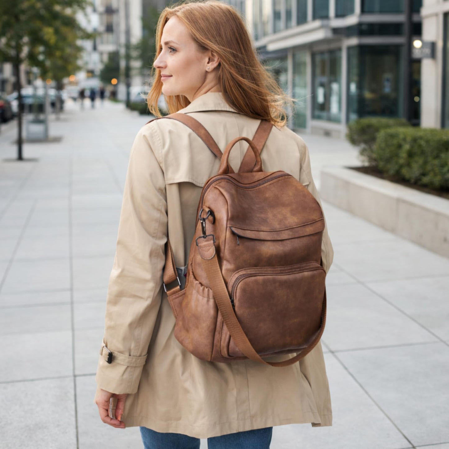 Botimmy Anti-Theft Backpack Purse for Women, Convertible 3-in-1 Vegan Leather Backpack with Hidden Zipper, Adjustable Shoulder & Crossbody Bag for Travel and Daily Commute