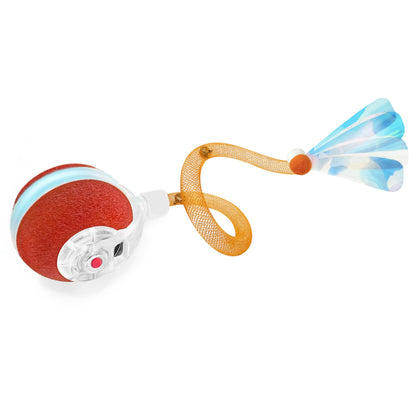 Jkanti Interactive Cat Toys for Indoor Cats,The 3rd Generation Agile Moving Cat Ball with Elastic Mesh Tail,Automatic Kitten Toys for Bored Indoor Adult Cats,Motion Activated (Orange)