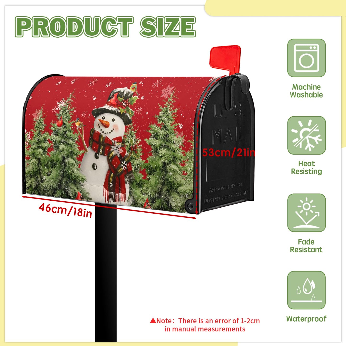 VentuCoven Christmas Snowman Mailbox Covers Winter Red Snowman Magnetic Mailbox Covers Xmas Tree Mail Box Wraps Standard Size 21x18 inch Home Decor Outdoor Yard Decoration for Garden
