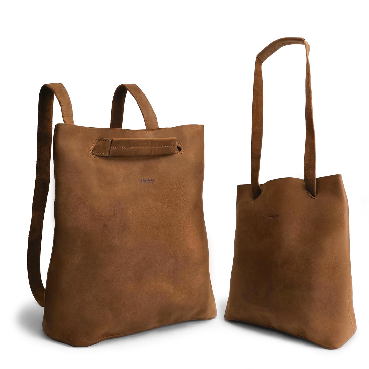 Heather's, Convertible Backpack to Shoulder Bag, Spacious Crossbody for Women, Squared Purse, Full Grain Leather, Handmade (Swayze Suede)