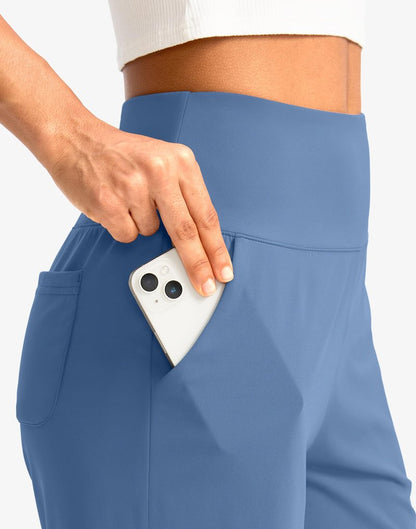 G Gradual Women's Bermuda Long Shorts with Pockets 7" High Waisted Knee Length Shorts for Women Walking Athletic Workout(Light Blue-L7,3XL)