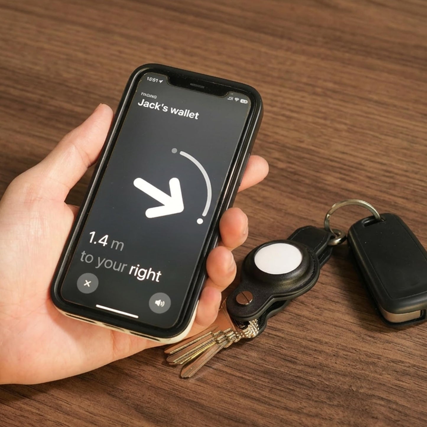CAXGEK Compact PU Leather Key Organzier for Apple AirTag. [Black, without Airtag]