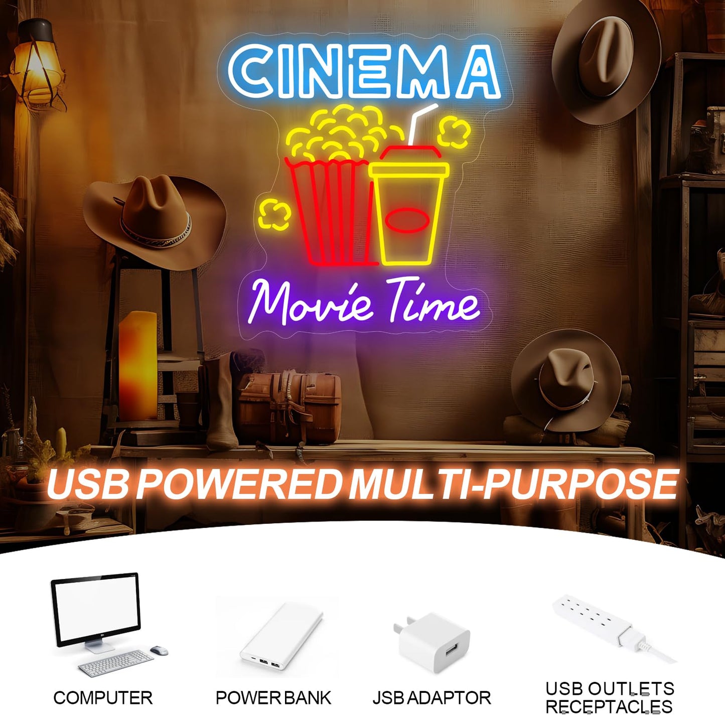 Cinema Movie Time Neon Sign, Movie Theater Led Light, popcorn neon decor, Home Theater Popcorn Led Sign, Home Room Decor Lighting, Snack Bar Decoration Gift, Man Cave Party Birthday