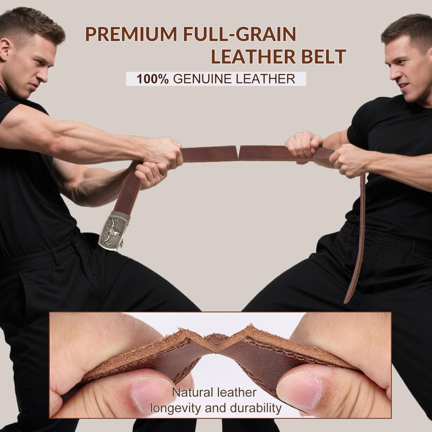 OZNDAS Mens Leather Belt, Ratchet Belts for Men Full Grain Leather Handmade, 100% Italian Top genuine Leather Dress Belts