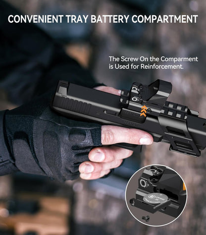 VOTATU PMD505-R Micro Red Dot for RMS/RMSc Footprint, Multiple Reticle Reflex Sight with Picatinny Mount - Shake Awake Optic for Pistol - 2 MOA Dot 46 MOA Circle