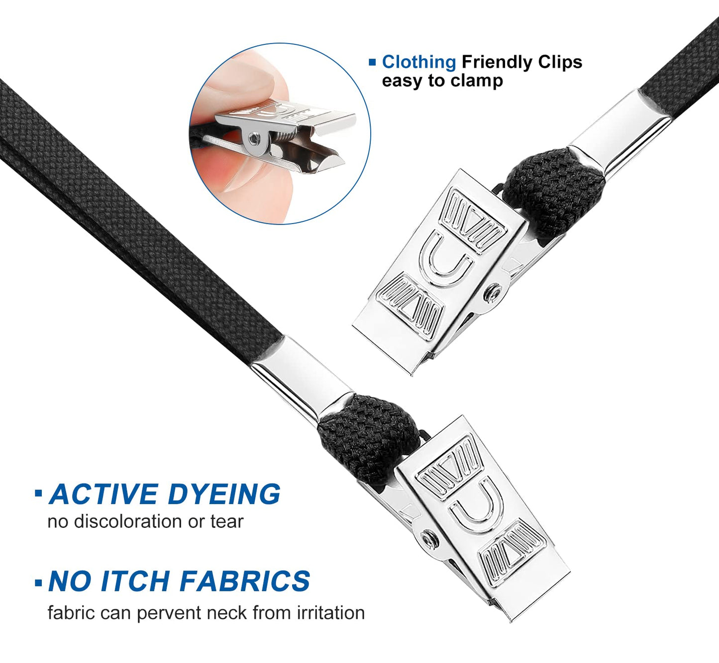100Pcs Lanyards for Id Badges and 100 Pcs Clear Plastic Horizontal Name Badge ID Card Holders, Flat Neck Lanyards with Clip Waterproof Resealable Name Tag Badge ID Card Holders, Black