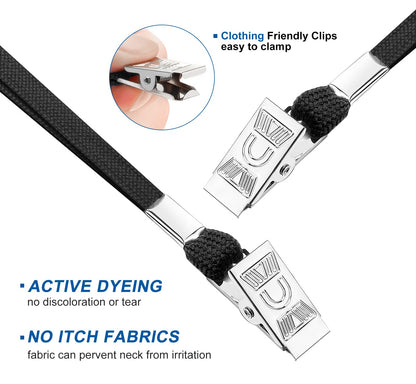 100Pcs Lanyards for Id Badges and 100 Pcs Clear Plastic Horizontal Name Badge ID Card Holders, Flat Neck Lanyards with Clip Waterproof Resealable Name Tag Badge ID Card Holders, Black