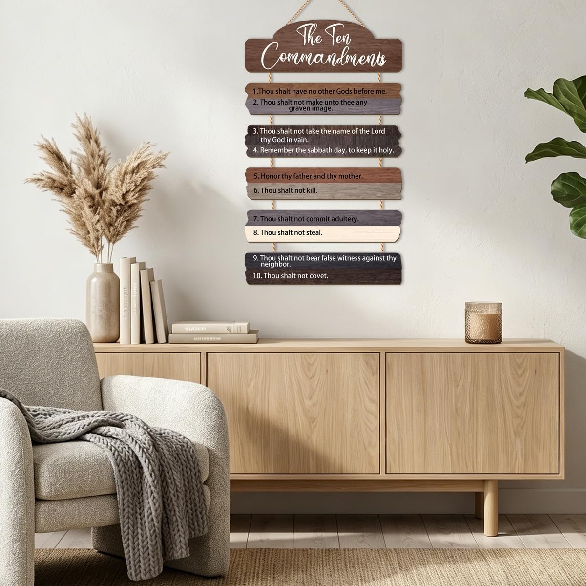 IARTTOP The Ten Commandments Wall Art Sign Rustic Christian Scripture Hanging Plaques Religious Bible Verse Front Door Decor for Home Church Christian Gifts