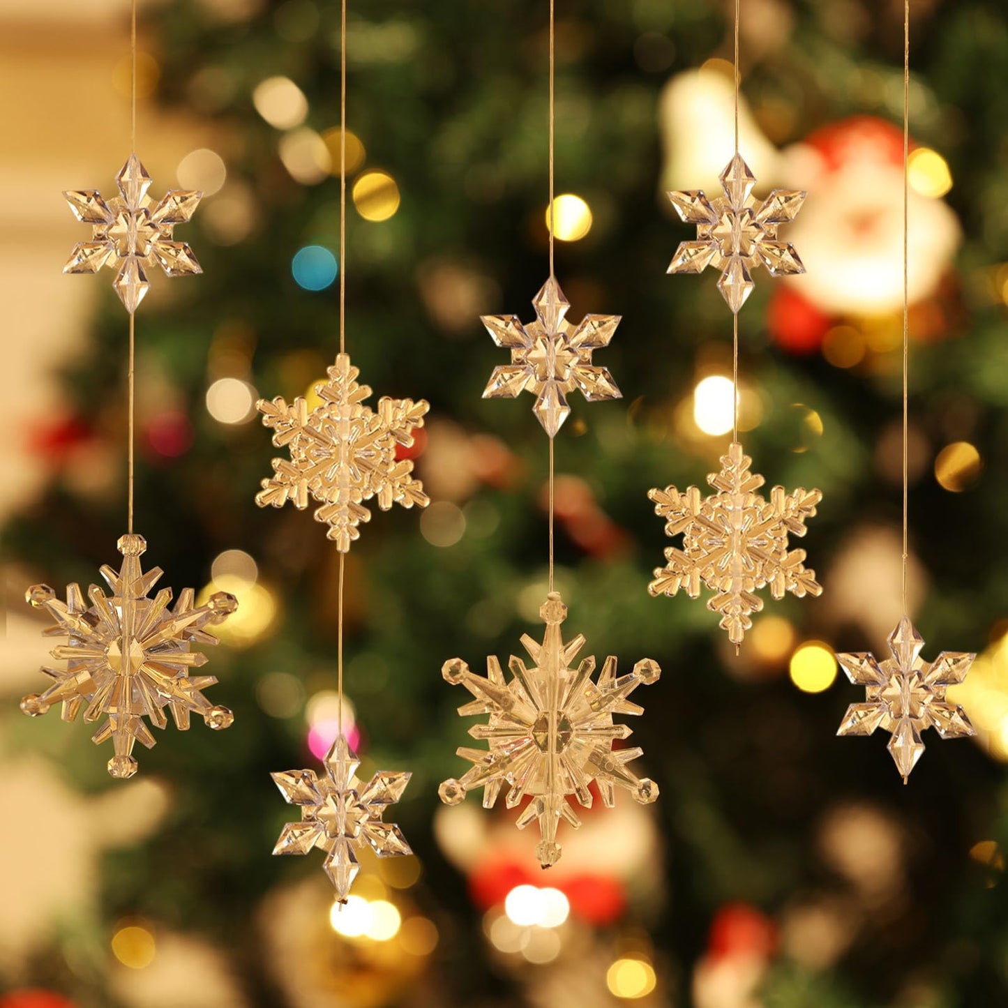 Boao 35 Pieces Christmas Snowflakes Ornaments DIY Acrylic Snowflakes Crystal Xmas Tree Pendant Winter Hanging Snow Theme Decoration(Clear)