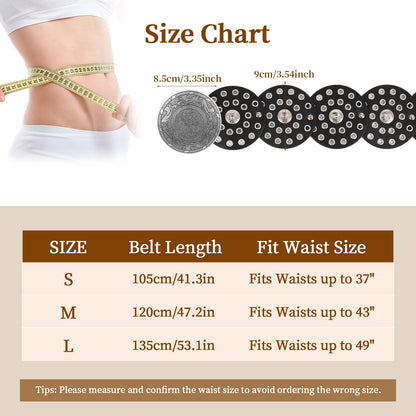 SNCEAW Western Belts for Women Wide Belts Country Concert Outfits Disc Belt Cowgirl Boho Leather Belt for Jeans Dress (Black-bronze Buckle, Fits waists up to 37")