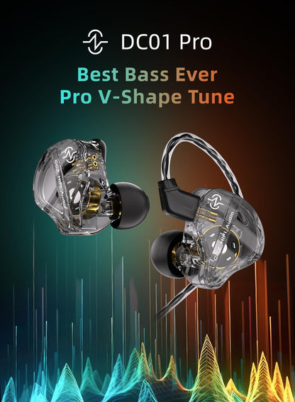 CCZ DC01 pro in Ear Monitor Headphones Ultrastrong Bass Edition Gaming Earbuds with Professional V-Shape Tuning 4N OFC Cable for Musicians/Singers/Audiophiles (with Mic, Cyan)