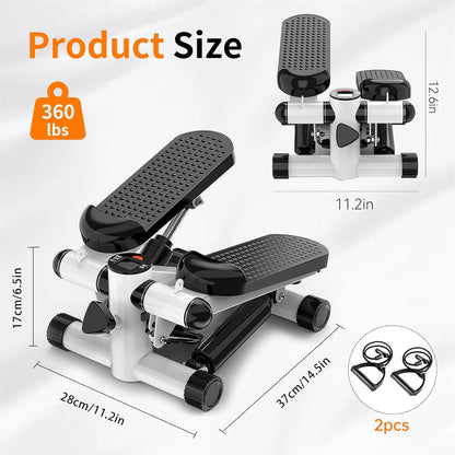 Steppers for Exercise at Home, Mini Stepper with Resistance Bands, Hydraulic Fitness Stepper with LCD Monitor, 360LBS Weight Capacity Portable Stair Stepper for Small Spaces