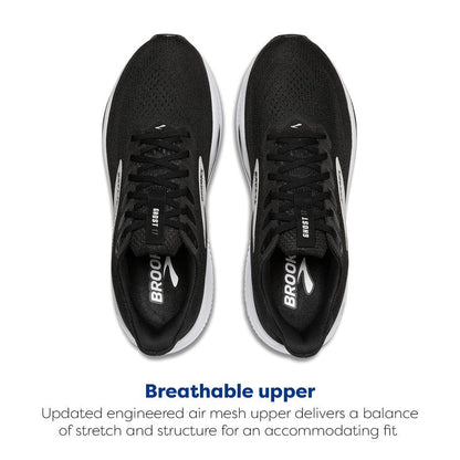 Brooks Men’s Ghost 17 Neutral Running Shoe - Black/Grey/White - 8.5 Wide