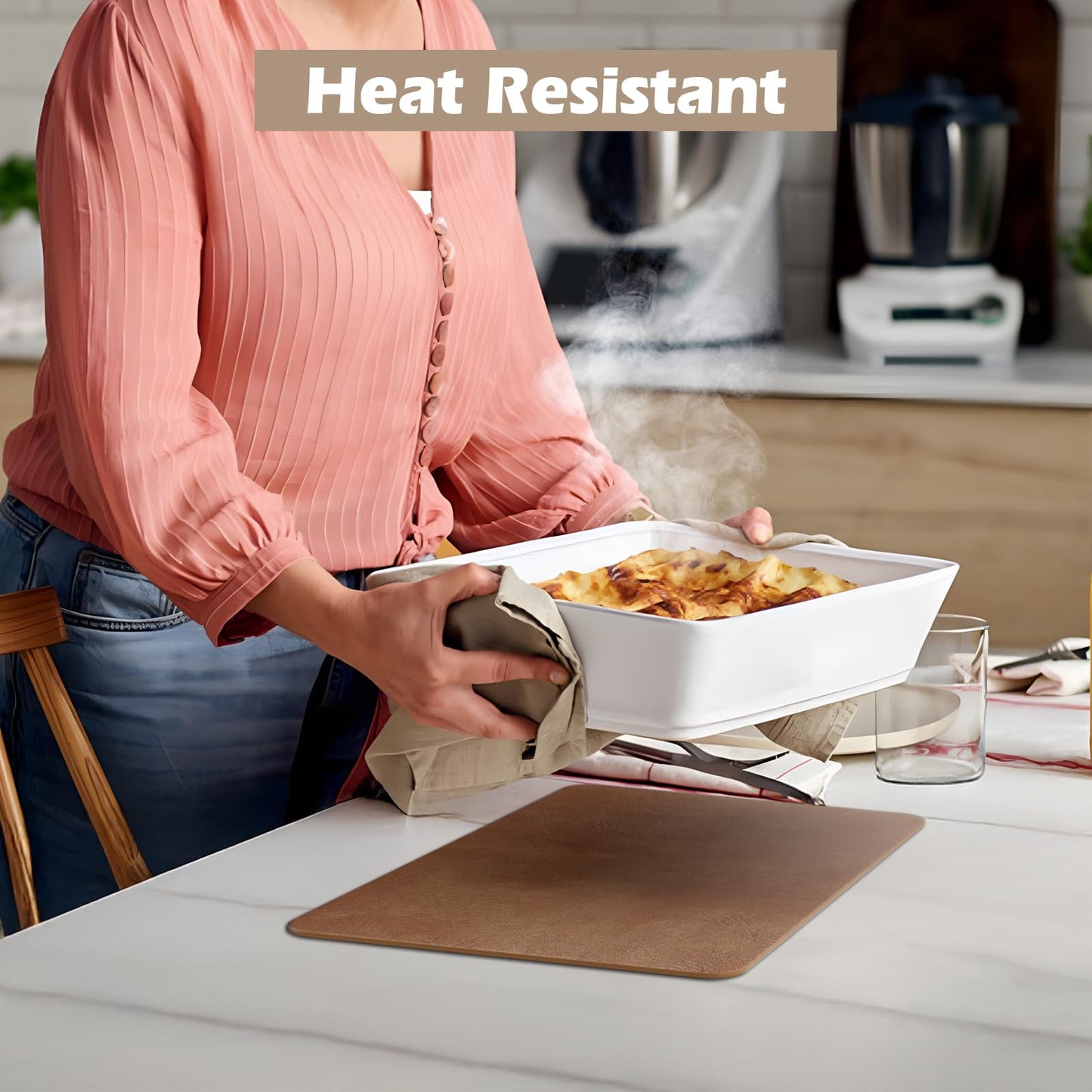 Aofmee Faux Leather Placemats Set of 6 - Waterproof - Wipeable - Washable - Heat Resistant - Anti Slip Stain Resistant Kitchen Dining Table Place Mats, Suitable for Indoor & Outdoor Use, Easy to Clean