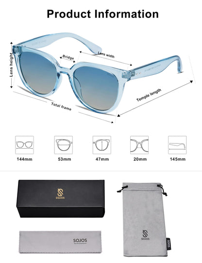 SOJOS Trendy Cat Eye Round Polarized Sunglasses for Women Fashion UV Protection Sunnies Sunglasses SJ2175