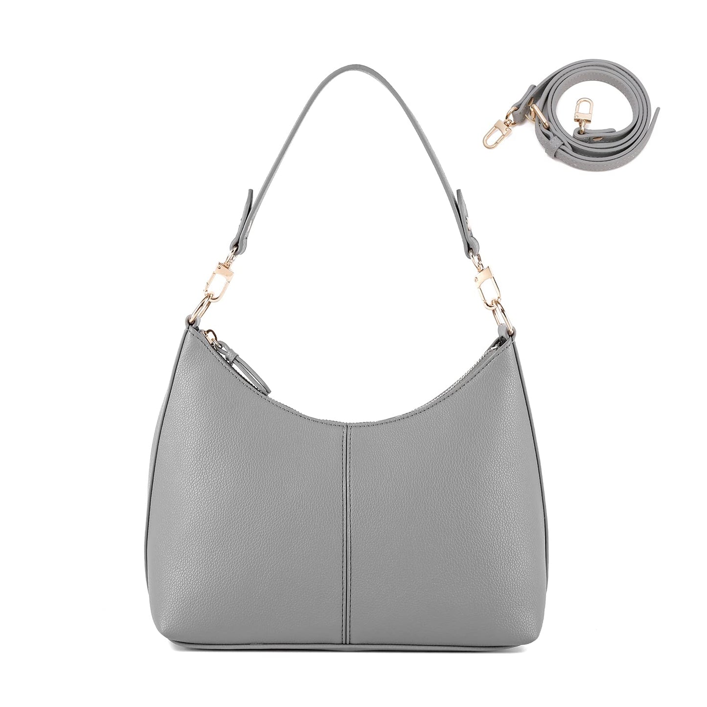 Keyli Women's Grey PU Leather Small Crossbody Bag with Zipper Clutch
