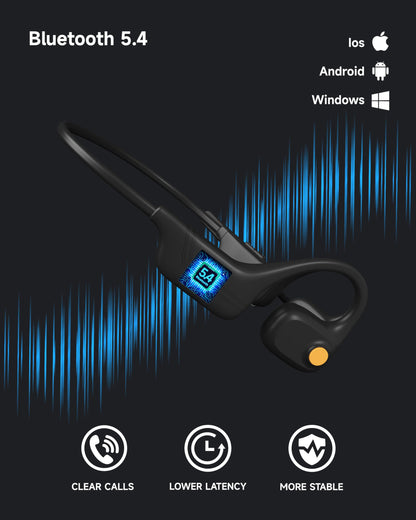 LOBKIN Open Ear Headphones with Mic, Bluetooth Headset with Noise Cancelling Microphone and Multipoint Connect, Wireless Bluetooth 5.4 Headset for Work Call Meeting Driving(Black)