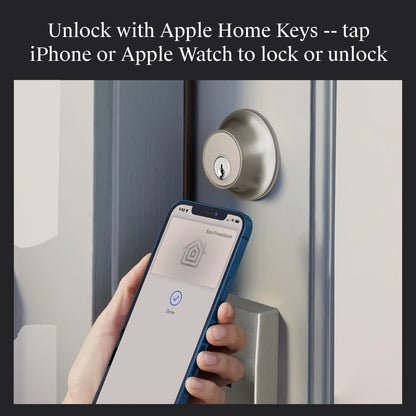 Level Lock+ (Matter) Smart Lock - World's Smallest, Most Advanced Matter-Over-Thread Deadbolt Plus Apple Home Key - Keyless and Remote Access via Apple, Alexa, Google Home, SmartThings (Satin Nickel)
