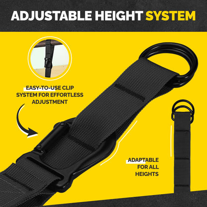 Pull Up Assistance Bands Set - 4 Heavy-Duty Pull Up Bands, Height Adjustable Strap & Comfortable Foot Strap - Stackable Pull Up Resistance Bands for Pull Ups (Black)