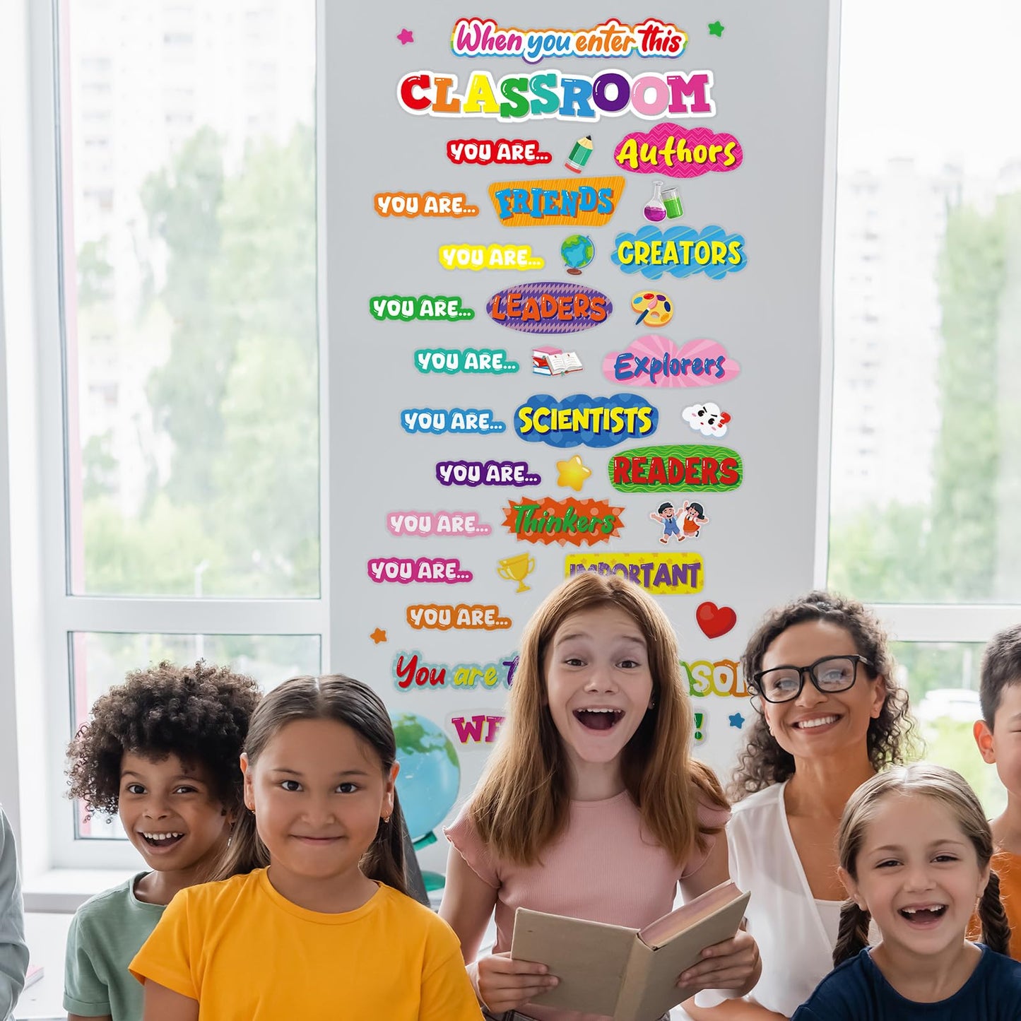 Cinrobiye Classroom Decorations Poster Stickers,When You Enter This Classroom Window Door Clings Back to School Bulletin Board Inspirational Wall Decor for Preschool Elementary Middle School Party