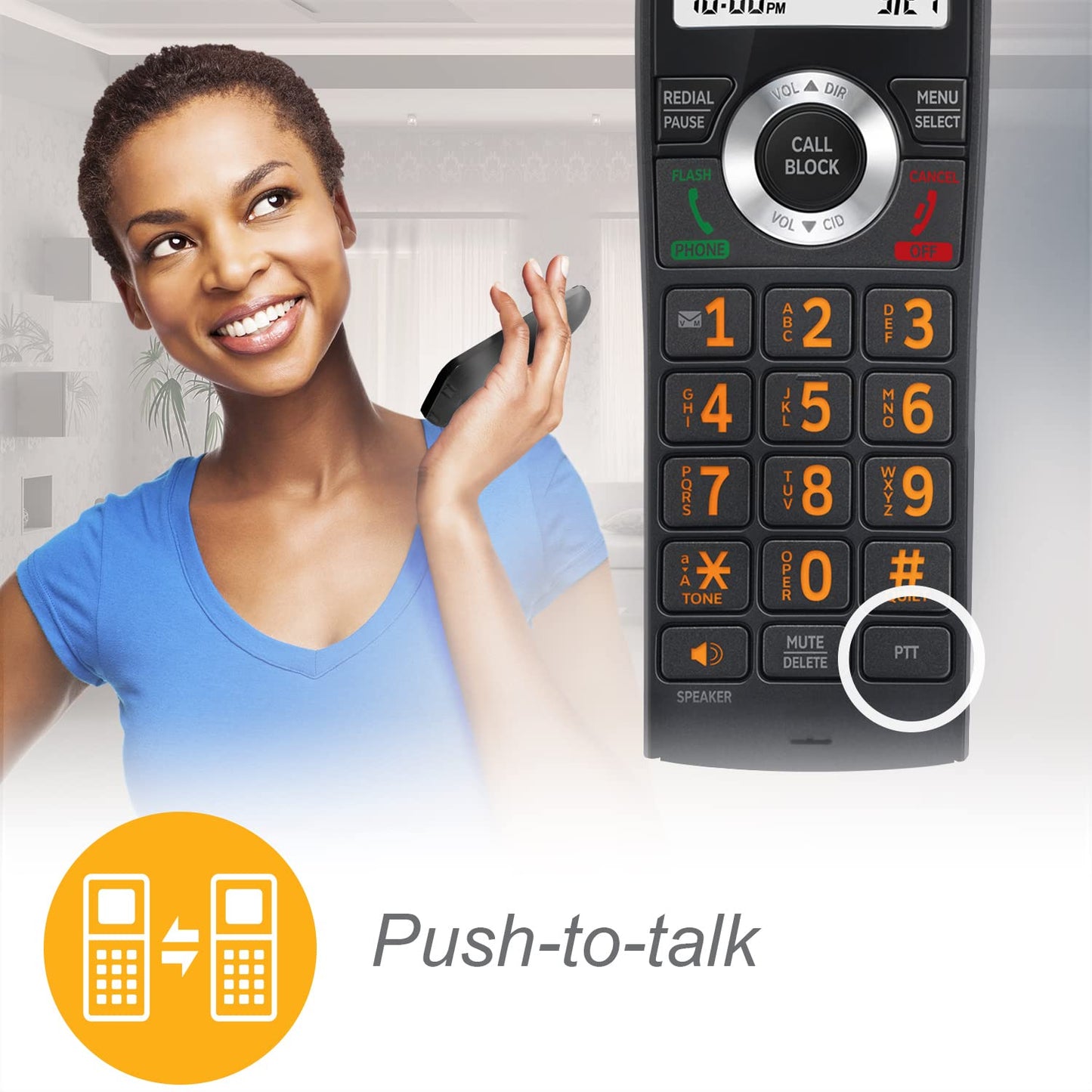 AT&T CL82219 DECT 6.0 2-Handset Cordless Phone for Home with Answering Machine, Call Blocking, Caller ID Announcer, Intercom and Long Range, Black