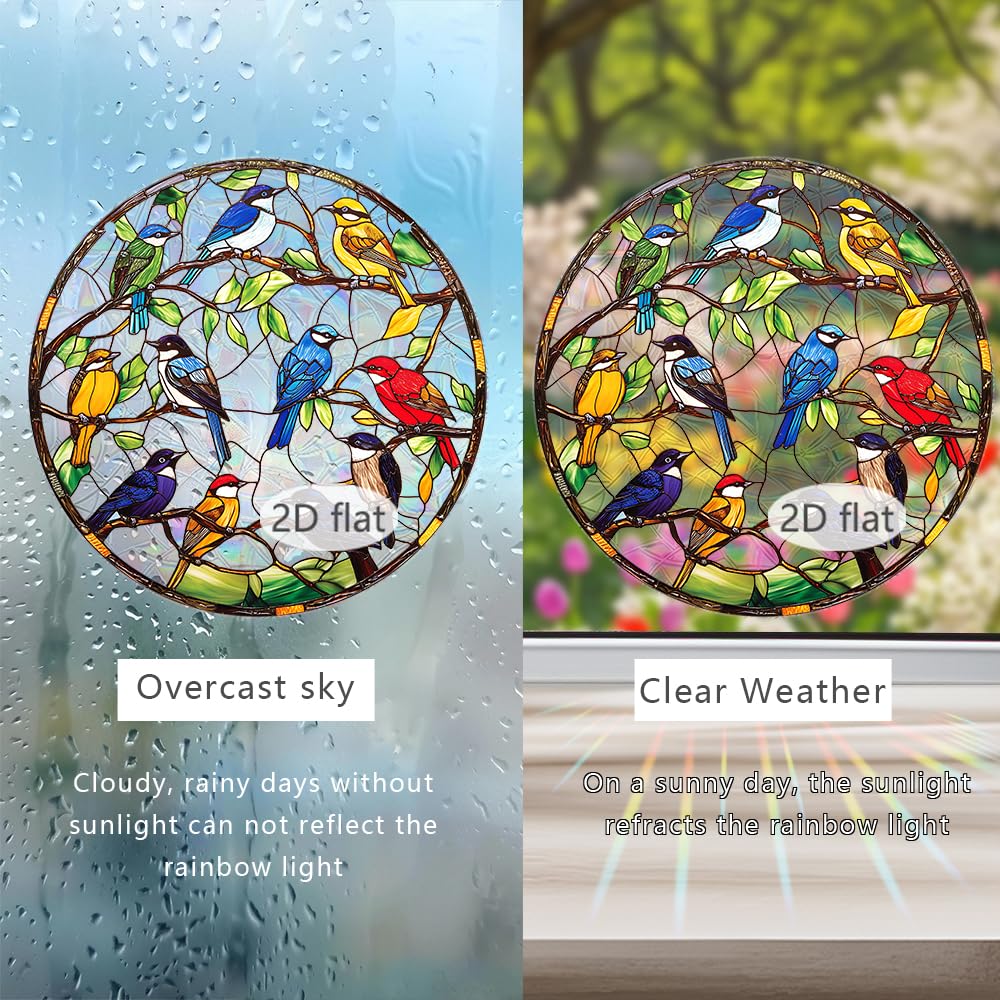 8 Inch Sun Catchers Indoor Window, Acrylic Rainbow Suncatcher Window Hanging Decoration for Living Room Bedroom Summer Home Balcony Ornaments Decoration (76 Bird)