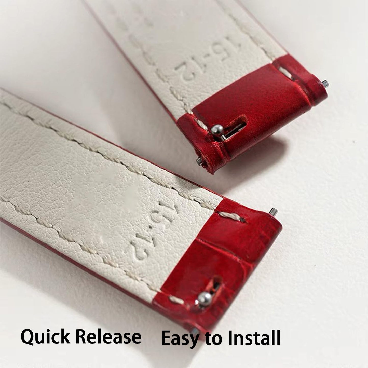 Aoeiwv Genuine Leather Watch Bands Quick Release Soft Calfskin Alligator Embossed Leather Strap Business Casual Universal Replacement Band 12/13/14/15/16/17/18/19/20/21/22/23/24mm for Men Women