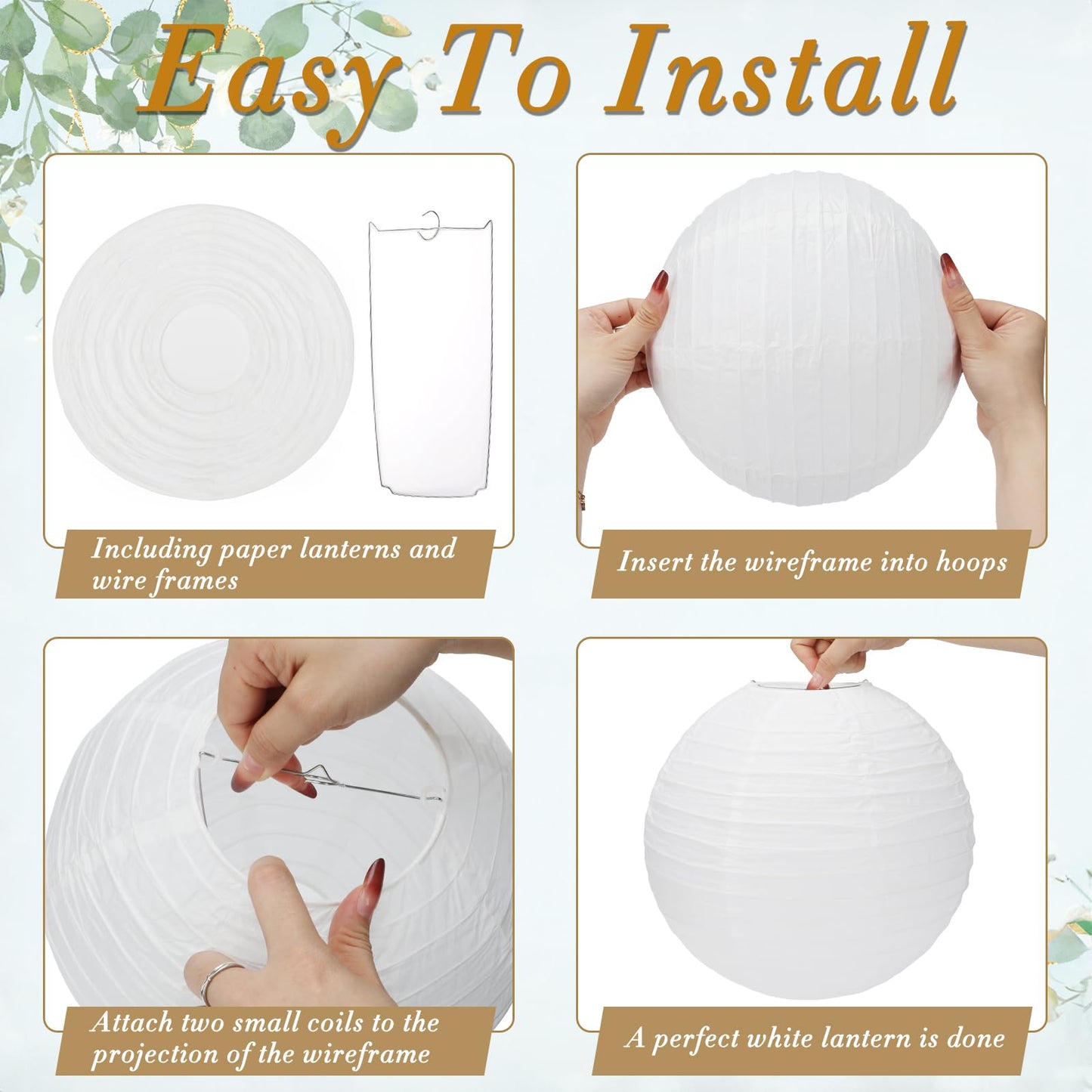 24 Packs White Paper Lanterns 10 Inch Chinese Japanese Hanging Paper Lanterns Lamp Round with Clear Fishing Line DIY Table Centerpiece Decoration for Wedding Birthday Party Baby Shower Indoor Outdoor
