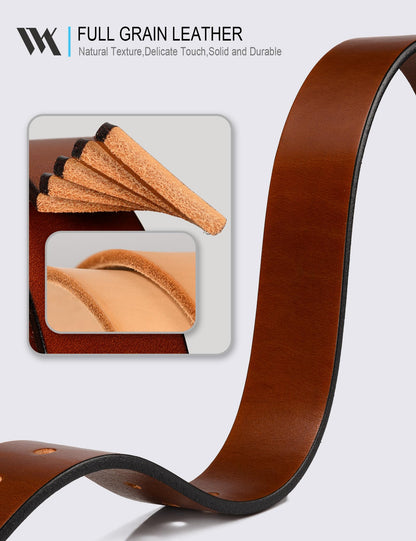 WOLFANT Thicken Full Grain Heavy Duty Casual Work Belts for Men,100% Italian Real Solid Leather