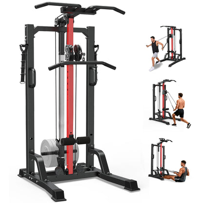Pull Up Bar Power Tower Dip Station,Cable Machine,Multi-Function Adjustable Height Fitness Strength Training Equipment for Home Gym Strength Training Equipment,Capacity 500LBS