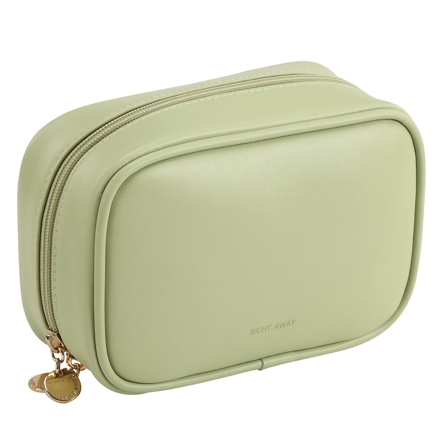 RIGHT AWAY Small Makeup Bag for Purse,Travel Cosmetic Bag Organizer for Women,Cute Make Up Pouch Waterproof Toiletry Bag with Zipper,Portable Makeup Case Skincare Bag for Travel Accessories(Green)