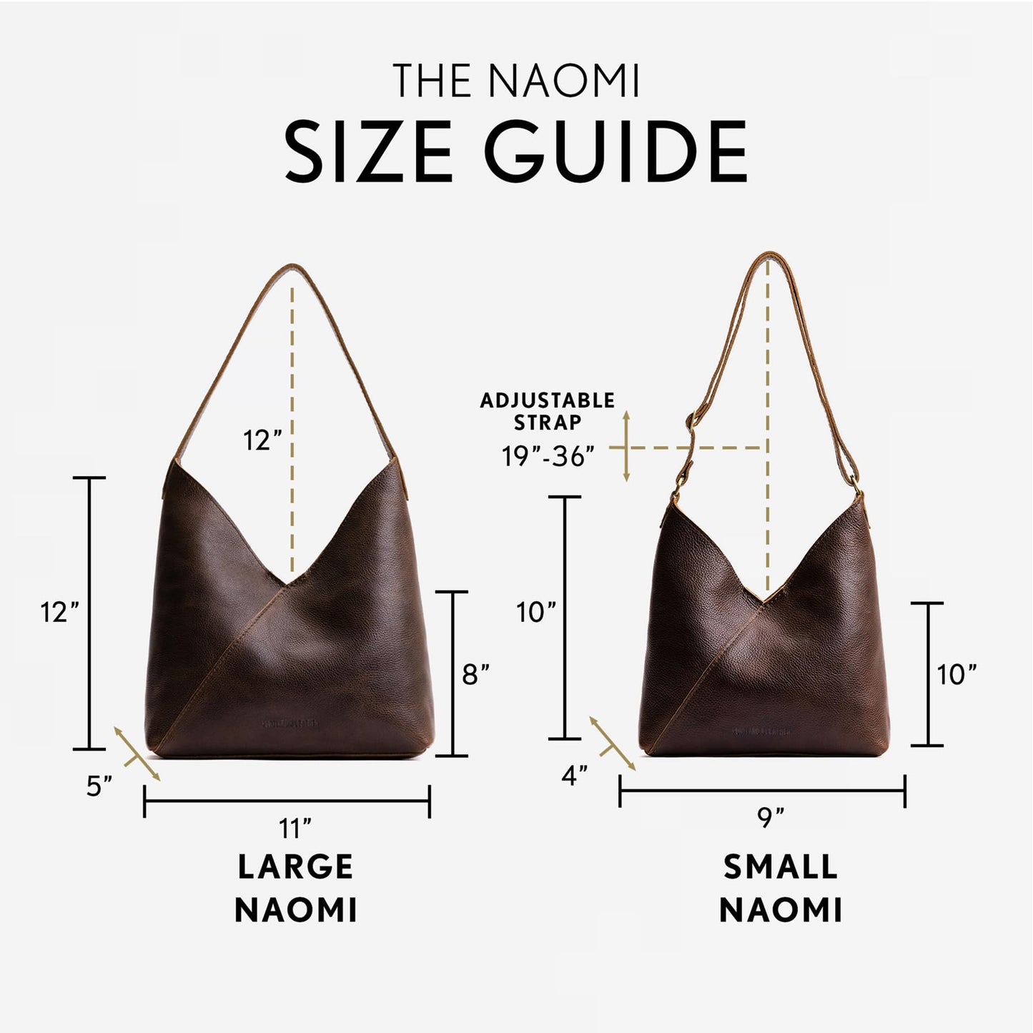 Portland Leather Goods Naomi Shoulder Bag – Slouchy Leather Shoulder Bag with Adjustable Crossbody Strap & Secure Magnetic Closure – Handmade from the Finest Full-Grain Hides – Small, Coldbrew