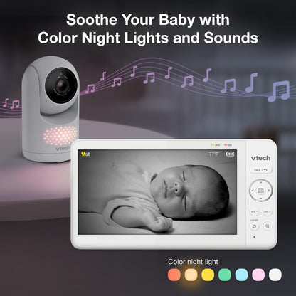 VTech [2025 Upgrade] Baby Monitor with 7" IPS Screen, Pan Tilt Zoom Camera, No WiFi Video Baby Monitor with Camera and Audio, Multi-Color Night Light, 2-Way Talk, Lullabies, Advanced HQ Max