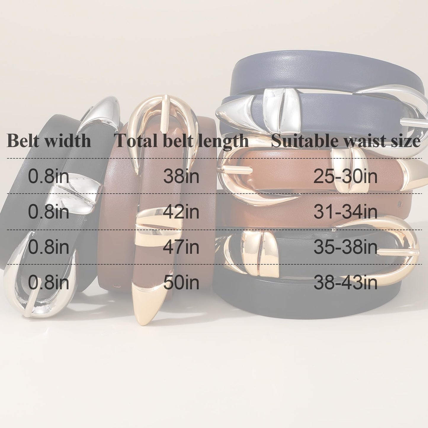 SANATHS Women Leather Belt for Jeans Pants Fashion Ladies Skinny Belt for Dresses Thin Belt with Gold Buckle,black,S