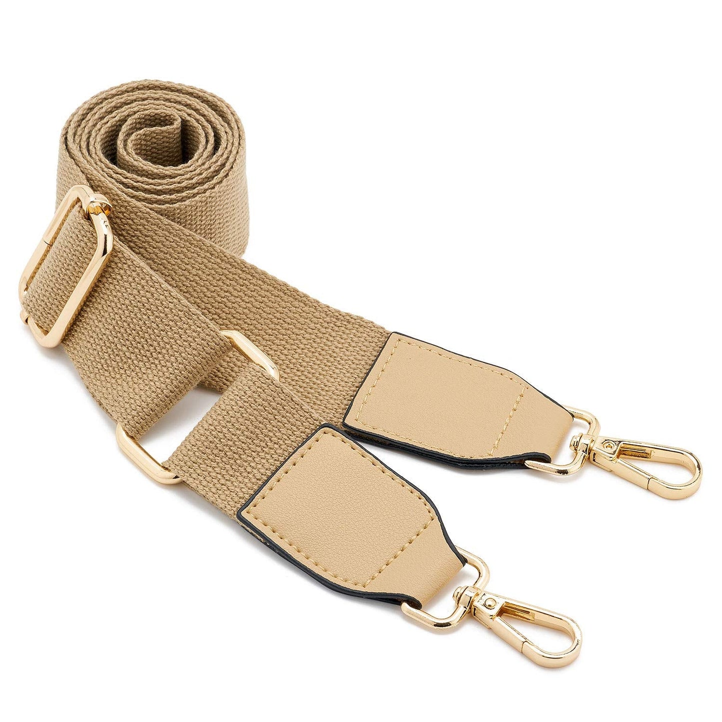 DEVPSISR Wide Shoulder Purse Strap Replacement Adjustable Belt Canvas Bag Crossbody Handbag (Leather Buckle-Light Coffee)
