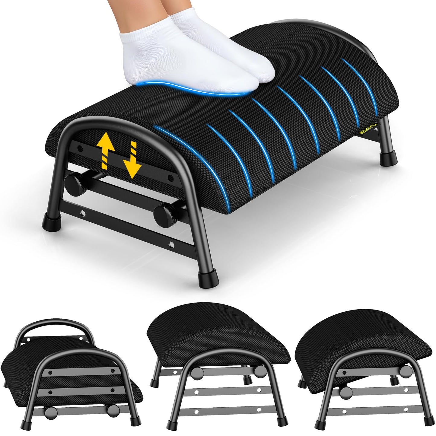 YEASHEIN Adjustable Foot Rest for Under Desk at Work, Ergonomic Under Desk Footrest with 6 Positions, Foot Stools for Under Office Desk Chair, Leg Rest for Home, Car, Computer, Gaming Accessories