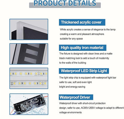 Outdoor Wall Light LED 42W 30000K 35.4in Long - Black Metal Waterproof Modern Exterior Lighting Fixture,Frosted Acrylic Porch Sconce,for Patio,Garage,Courtyard